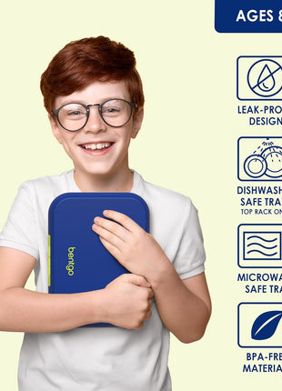 Bentgo Pop Leak-Proof 3-4 Compartment Bento-Style Lunch Box | For Kids Ages 8+ & Teens, 5-Cup Capacity, Removable Divider, Microwave & Dishwasher Safe, BPA-Free (Navy Blue/Chartreuse)