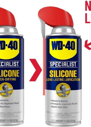 WD-40 Specialist Silicone Lubricant with SMART STRAW SPRAYS 2 WAYS, 11 OZ