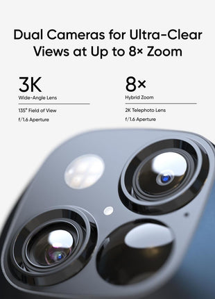 eufy Security SoloCam S340, 3K Dual-Lens Solar Security Camera | 360° Coverage, Pan & Tilt, No Blind Spots, AI Detection & Tracking, Color Night Vision, No Monthly Fee, Built-in 8GB
