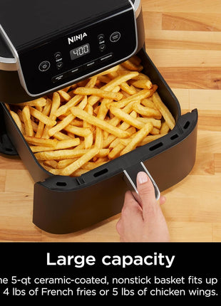 Ninja Air Fryer Pro, 5 Qt, 4-in-1, Grey, AF141 | Air fry, roast, reheat, dehydrate, 1750W, 400F max, Fits 4 lbs fries, Nonstick basket, Dishwasher-safe