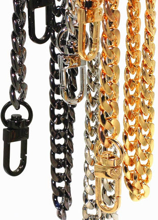 Model Worker 47 inch DIY Iron Flat Chain Strap Handbag Chains Accessories Purse Straps Shoulder Cross Body Replacement Straps, with Metal Buckles (Gold)
