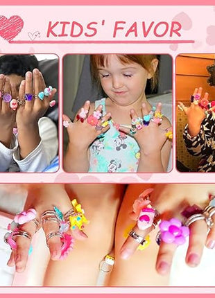 PinkSheep Little Girl Jewel Rings in Box | Adjustable,No Duplication, Girl Pretend Play and Dress Up Rings,Birthday Christmas Gift