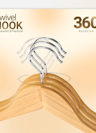 Utopia Home Wooden Hangers 20 Pack – Slim Suit Hangers Natural | 360° rotatable hook | Shoulder grooves | Durable & slim design | Ideal for suits, coats & jackets