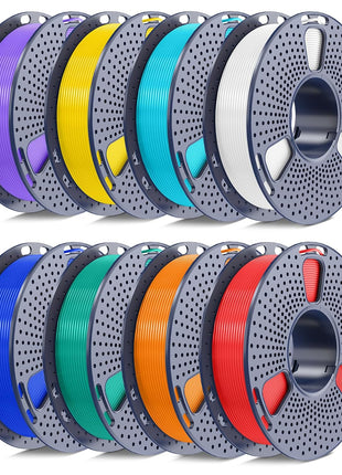 250g PLA Filament 1.75mm Bundle, SUNLU 3D Printer Filament Neatly Wound, Individually Vacuum Packed, 250g Spool, 8 Rolls, White+Red+Orange+Yellow+Green+Blue+Cyan+Purple
