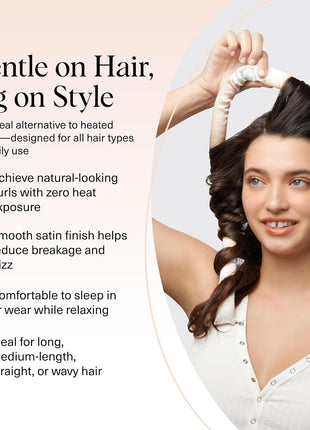 Kitsch Satin Heatless Curls Overnight Set - Sunset Tie Dye | No Heat Damage Overnight Curls | Comfortable Frizz Free Hair Curlers To Sleep In with 34" Hair Waver & 2 Satin Scrunchies