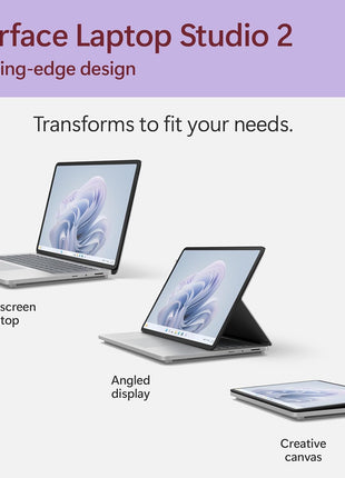 Microsoft Surface Laptop Studio 2 (2023) - 14.4 inch Touchscreen - Intel Core i7, 32GB RAM, NVIDIA RTX 2000 Ada, 1TB SSD, Windows 11, Platinum Color Microsoft Copilot