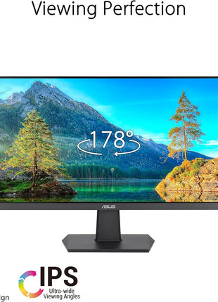 ASUS 27 Inch Monitor - 1080P, IPS, Full HD, Frameless, 100Hz, 1ms, Adaptive-Sync, for Working and Gaming, Low Blue Light, Flicker Free, HDMI, VESA Mountable, Tilt - VA27EHF