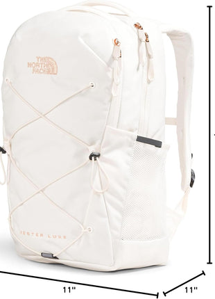 The North Face Women's Jester Luxe Laptop Backpack, Gardenia White | 28L capacity, padded 16 in computer sleeve, FlexVent suspension system, water bottle pockets, stands unsupported