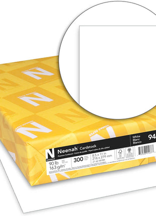 Neenah Index Cardstock, 8.5 inch x 11 inch, 90 lb./163 gsm, White, 300 Sheets, Lightweight, 94 Brightness - EXTRA SHEETS, MORE VALUE! (91437)