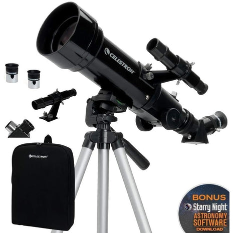 Celestron Travel Scope 70 Portable Refractor Telescope – 70mm Aperture, Fully-Coated Glass Optics – Includes Tripod, Backpack & Software – Ideal for Beginners & Travel