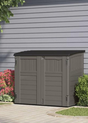 Suncast Outdoor Storage Shed for Backyard and Garden, Horizontal, 4' x 2.5', Stoney Grey - Portable Utility Deck and Cabinet for Tools, Equipment, and Garbage