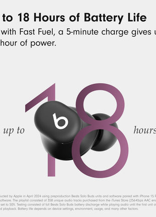 Beats Solo Buds - Wireless Bluetooth Earbuds | 18 Hours of Battery Life | Apple & Android Compatibility | Built-in Microphone - Matte Black