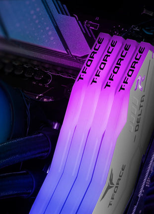 TEAMGROUP T-Force Delta RGB DDR5 Ram 32GB (2x16GB) 6000MHz PC5-48000 CL28 Intel XMP 3.0 AMD Expo Compatible Desktop Memory White FF4D532G6000HC28ADC01
