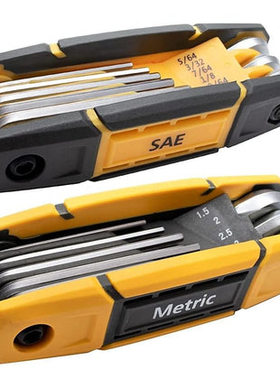 MULWARK 17pcs Folding Allen Wrench Set | Metric & Standard SAE - Key Tool 2 Pack Portable Hex for Basic Home Repair and General Applications