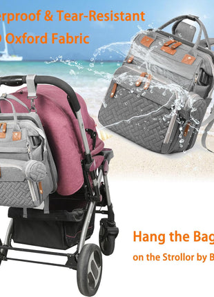 Astro alan Baby Diaper Bag with Changing Station, Waterproof Diaper Bag Backpack for Moms Dads with USB Charging Port, Baby Shower Gifts, Large Capacity diaper backpack, Grey