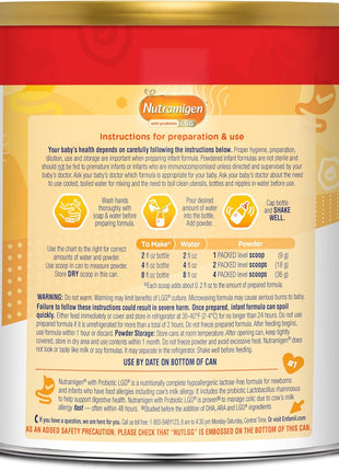 Enfamil, Nutramigen Hypoallergenic Baby Formula with Iron, Lactose Free, Colic Relief from Cow's Milk Allergy Starts in 24 Hours, Brain Building Dha, Probiotic LGG for Immune Support