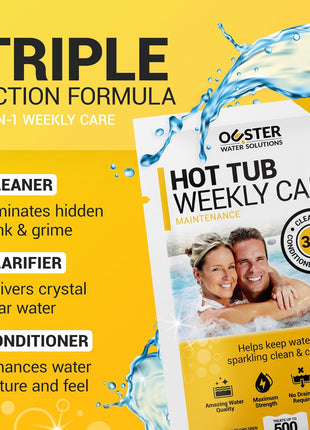 Bio Ouster 3in1 Weekly Hot Tub Cleaner, Conditioner, Clarifier - Hot Tub Chemicals for Standard & Inflatable Spas - Spa Chemicals for Crystal Clear & Sparkling Clean Water - Made in USA (4 Week Kit)