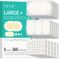 TKTK XXL Pimple Patches for Body, Large Hydrocolloid Acne Patches, 5 Sizes Big Hydrocolloid Bandages for Back, Chest, Shoulders Zit Breakouts, Blemish Patch for Face (Oval, Dot 260 Count)