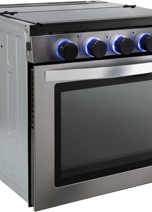 RecPro RV 3-Burner Gas Range, Silver, 1.8 Cu. Ft., No Range Hood
