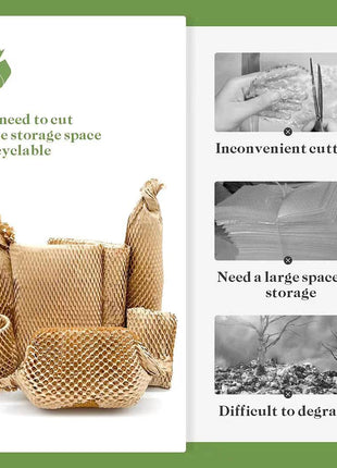 Honeycomb Packing Paper, 15 inch x 131' Packing Paper Substitute Alternative for Bubble Cushioning Wrap for Moving Shipping Packaging, Recyclable Moving Supplies Bubble Packing Wrap Protective Roll