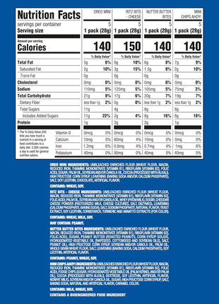 Nabisco Snacks Variety Pack, 4 Flavors, Cookies & Crackers, 20 Snack Packs | OREO Minis, NUTTER BUTTER Bites, CHIPS AHOY! Minis Cookies, and RITZ Bits Cheese Sandwich Crackers, Individually Wrapped
