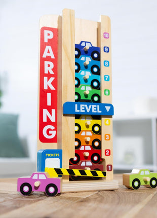 Melissa & Doug Stack & Count Wooden Parking Garage with 10 Cars
