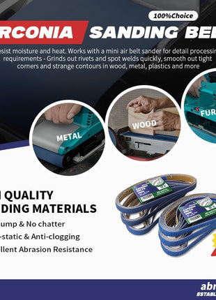 1/2 inch x 18 inch Zirconia Sanding Belts for Metal, 1/2 x 18 Inch Zirconia Metal Grinding Sand Paper, 36 PCS 6 Each of 40/60/80/120/180/240 Assorted Grits, Perfect for Metal Polishing, Derusting, Woodworking