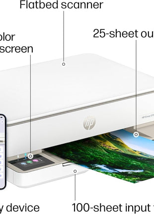HP Envy 6155e Wireless All-in-One Color Inkjet Printer, Portobello, Print, scan, copy, Duplex printing Best-for-home, 3 month Instant Ink trial included, AI-enabled (714L5A)