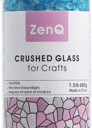 ZenQ Crushed Glass for Crafts, Resin Art. Sea Blue, 1.5 lbs