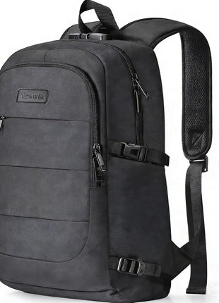 Tzowla Travel Laptop Backpack Water Resistant Anti-Theft Bag with Giant Tumbler Holder Pocket and Lock 15.6 Inch Computer Business Backpacks for Women Men Work College,Casual Daypack(Black)