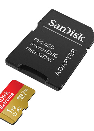 SANDISK 1TB Extreme microSDXC UHS-I Memory Card with Adapter - C10, U3, V30, 4K, 5K, A2, Micro SD Card- SDSQXAV-1T00-GN6MA