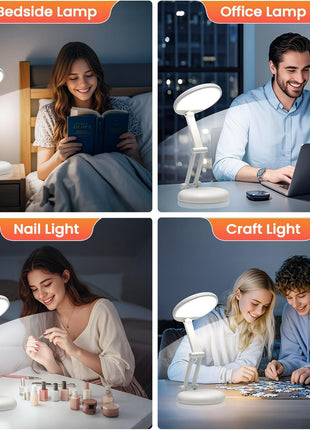 One Fire Cordless Desk Lamp,Dimmable Small Battery Powered Lights,3600mAh Rechargeable Wireless Table Lamp,Mini Lamp&Portable Light for Bed,Book Reading,Home for Small Spaces,Nail Light,Craft,Office