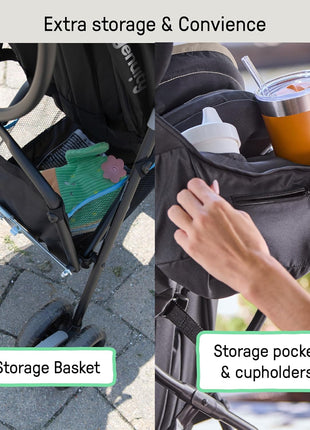 Ingenuity 3D Mini Convenience Stroller – Lightweight Stroller with Compact Fold, Multi-Position Recline, Canopy with Pop Out Sun Visor – Umbrella Stroller for Travel & More, Blue/Black