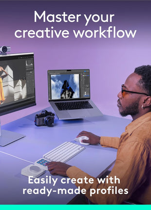 Logitech MX Creative Console, 9 Customizable LCD Keys, Stream Deck Accessories, Control Dial for Graphic Design, Adobe, Zoom, Spotify - Pale Grey, 3-Month Adobe Creative Cloud Membership
