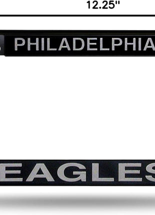 Rico Industries NFL Football Primary Black Chrome Frame with Plastic Inserts 12 inch x 6 inch Car/Truck Auto Accessory