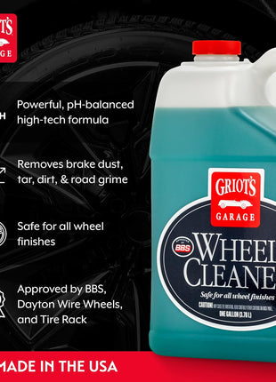 Griot's Garage Wheel Cleaner for All Finishes, Car Tire Rim Cleaning, Brake Dust and Grime Remover, PH Balanced, 11107, One Gallon