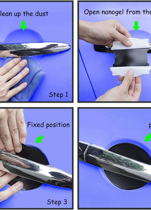 Universal 3D Carbon Fiber Car Door Handle Protection Film-S | 4Pcs Silicone Car Doors Handle Cup Scratch Protectors,Automotive Door Handle Paint Protective Film Cover Accessories(Black)