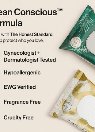 The Honest Company Hypoallergenic Flushable Wipes for Sensitive Skin, Tropical Leaves, 126 Count