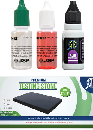 Gold/Silver Test Acid Tester Kit 10k 14k .999 .925 Sterling Testing Stone Detect Precious Metals Oro