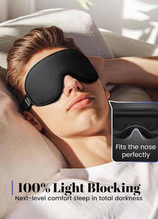 WAOAW Sleep Mask for Men Women: Blackout Eye Masks for Sleep - 3D Breathable Soft Comfortable Eye Mask for Travel - Adjustable Light Blocking Night Masks for Sleeping