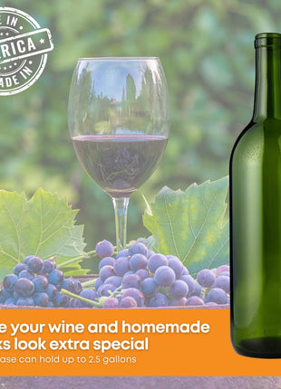 FastRack Green wine bottles 750ml, 12-Pack W5 Bordeaux - NO CORKS INCLUDED | Food-grade green wine bottles empty for winemaking, mead and liquor storage | Accepts #8 or #9 corks | Empty wine bottles