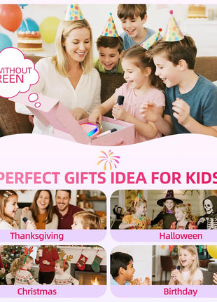 Kinglucky Mini Karaoke Machine for Kids, Top Birthday Gift Pick for Girls Ages 3, 4, 5, 6, 7, 8, 9, 10, 11, 12 Years Old, Kids' Personal Video Players Accessories with 2 Mics Singing Present Toy, Pink