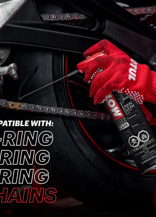 Motul C1 Chain Clean - Heavy-Duty Motorcycle Chain Cleaner Aerosol Spray, Degreaser, Removes Grease & Grime, 9.8 oz (111818)