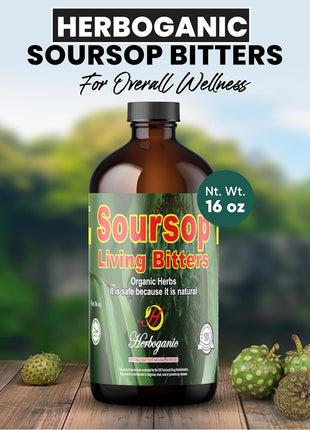 Herboganic Soursop Bitters Liquid | Natural Living Bitters for overall wellness 16 OZ | Soursop Bitters