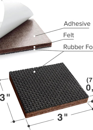 X-PROTECTOR Non Slip Furniture Pads – 12 Premium Furniture Grippers 3"! | Best SelfAdhesive Rubber Feet Furniture Feet – Ideal Non Skid Furniture Pad Floor Protectors – Keep Furniture in Place!