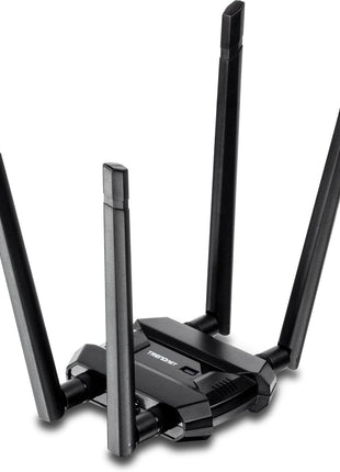 TRENDnet AC1900 High Power Dual Band Wireless USB Adapter, TEW-809UB, Stream 4K HD Video, Windows-Mac OS Compatible, NDAA & TAA Compliant, Increase Your Coverage, Detachable High Gain Antennas, Black