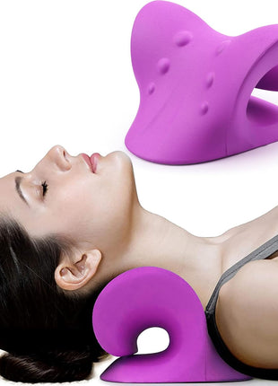 RESTCLOUD Neck and Shoulder Relaxer, Cervical Traction Device for TMJ Pain Relief and Cervical Spine Alignment, Chiropractic Pillow Neck Stretcher (Blue)