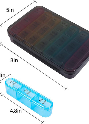 Daviky Pill Organizer 3 Times a Day, Daily Pill Box 7 Day, Weekly Cases Medicine Organizers to Hold Vitamins and Medication
