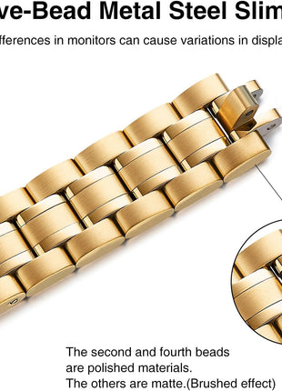 STIROLL Thin Replacement Band Compatible for Apple Watch 38mm 40mm 41mm 42mm(Series 11 10), Stainless Steel Metal Wristband Women Men for iWatch SE Series 9 8 7 6 5 4 3 2 1, Gold