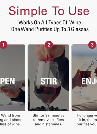 PureWine The Wand Wine Purifier, Removes Histamines & Sulfites-8 Pink Wands | Wine Wand Filters Before You Drink; Remove Sulfites & Histamines; Helps Wine Allergies & Headaches. Purifies 3 glasses/wand